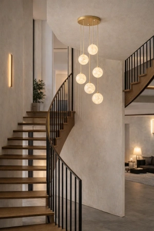 Pendant lamp Molina S6 Alabaster Spanish Marble G9 BRS