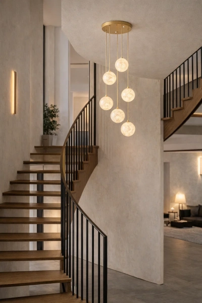 Pendant lamp Molina S6 Alabaster Spanish Marble G9 BRS