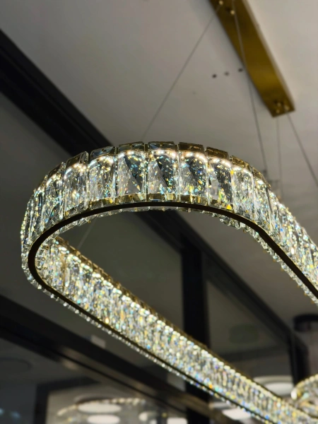 Pendant lamp Crystal Ring Oval L150 BRS LED 55W CCT Dimmable Remote 