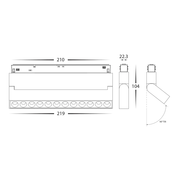 Track lense spotlight HCP-1029105 BK 48V 12W