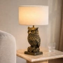 Table lamp Owl Sculpture LED Antique Brass