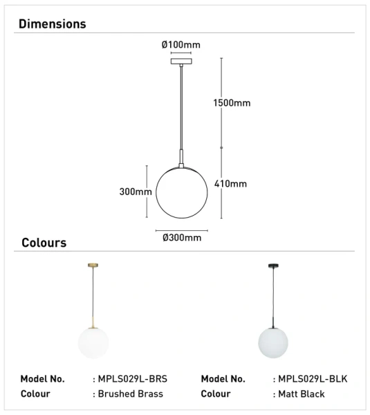 Pendant lamp Preston 1Lt Large D300 E27 BRS Pendant lamp Preston 1Lt Large D300 E27 BRS