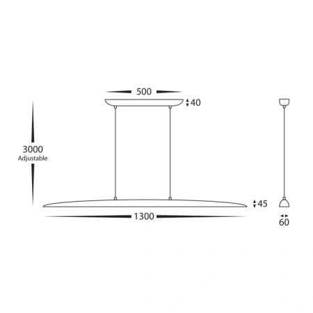 Pendant lamp Noce Walnut Timber L130 LED 20W 3CCT Dim