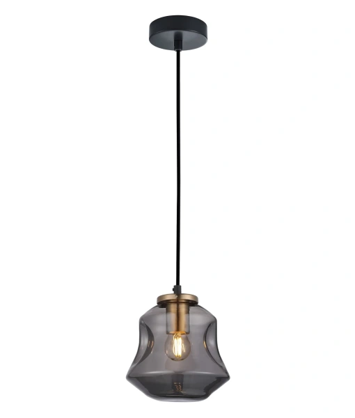 Pendant lamp FOSSETTE Dimpled Smoked Angled Bell Glass