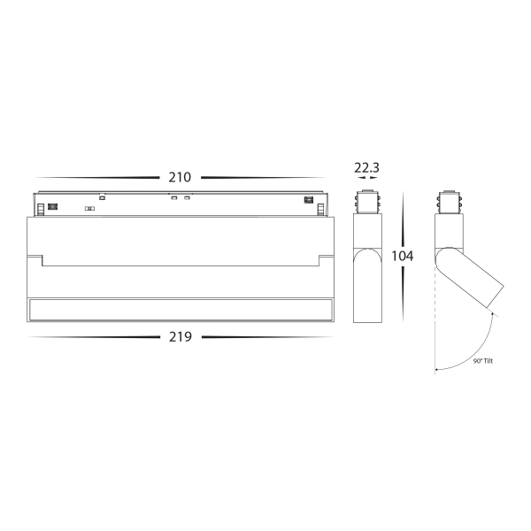 Track opal spotlight HCP-1029107 BK 48V 10W