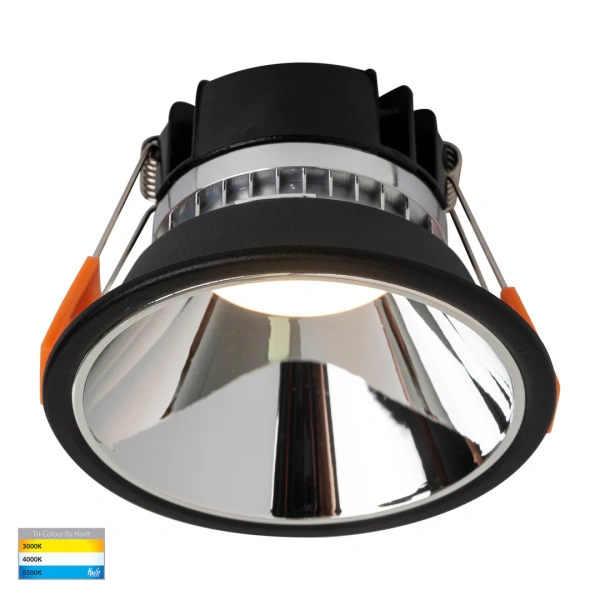Recessed downlight Gleam BLK with Chrome Insert 3CCT Fixed Deep LED 9W IP54 Recessed downlight Gleam BLK with Chrome Insert 3CCT Fixed Deep LED 9W IP54