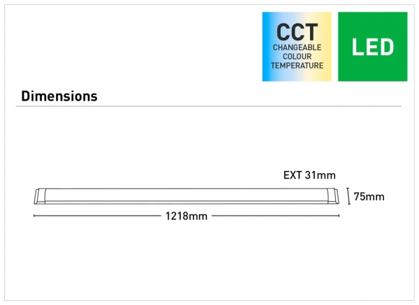 Batten Light Neo 40W LED CCT L121 WHT Batten Light Neo 40W LED CCT L121 WHT