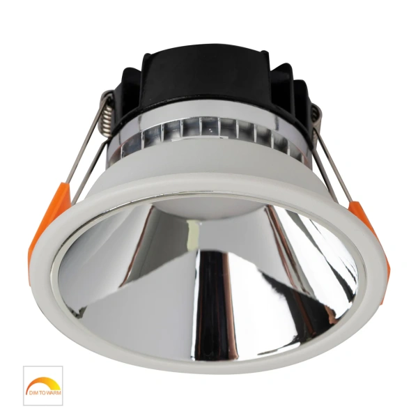 Recessed downlight Gleam WHT with Chrome Insert Fixed Dim to Warm LED 9W IP54 Recessed downlight Gleam WHT with Chrome Insert Fixed Dim to Warm LED 9W IP54