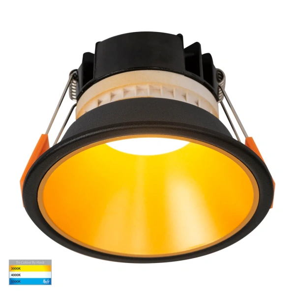 Recessed downlight Gleam BLK with Gold Insert 3CCT Fixed Deep LED 9W IP54 Recessed downlight Gleam BLK with Gold Insert 3CCT Fixed Deep LED 9W IP54