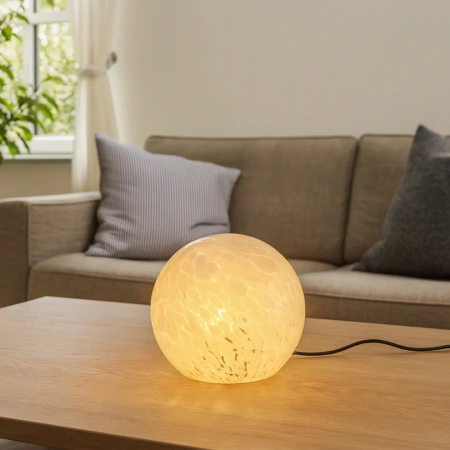 Table Lamp Lyra Glass Ball E27 WHT