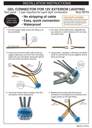 GEL Connectors for garden lights Twin pack 12V