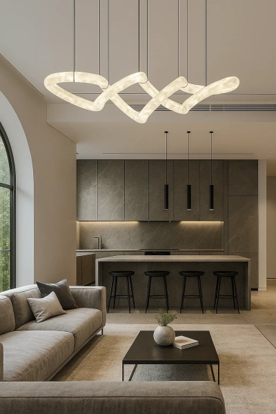 Pendant lamp Sarion P3 Alabaster Spanish Marble LED BRS