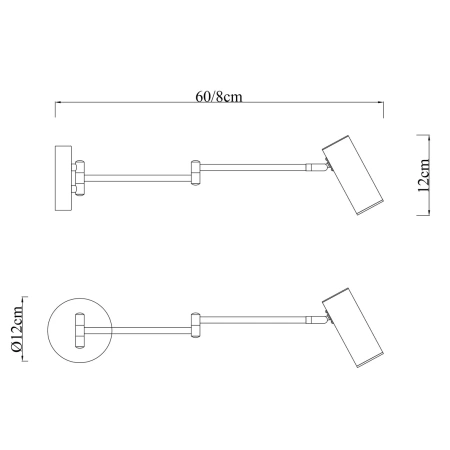 Wall lamp Beatrice Swing Arm with charging ports blk