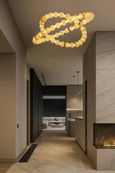 Pendant lamp Coronet 2 Alabaster Spanish Marble LED 78W BRS