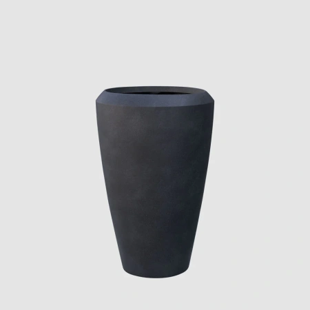 Pebble Set of 2 Tall Planters Black