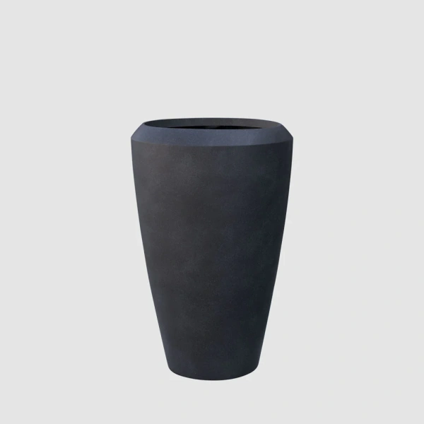 Pebble Set of 2 Tall Planters Black