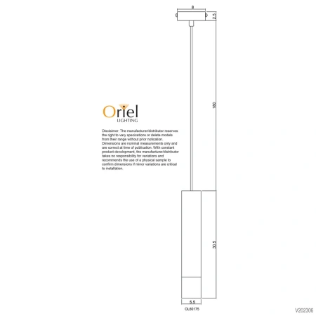 Single pendant TIG GU10 WHITE