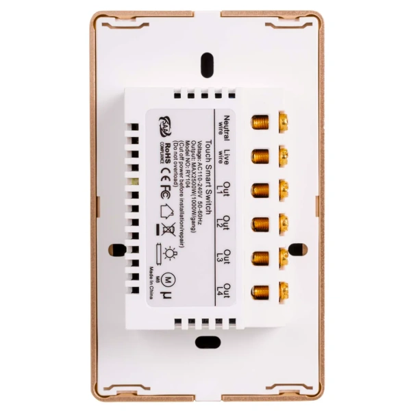 Wall Switch 4 Gang WHT-GLD HV9120-4 Wifi