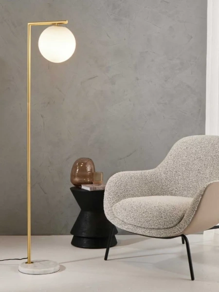 Floor lamp Remi Satin Brass & Marble Floor lamp Remi Satin Brass & Marble