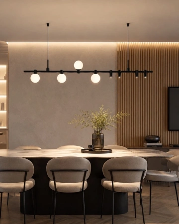 Linear pendant Luma track Modern 6 2M LED 52W 3K Dim 0-10V BLK