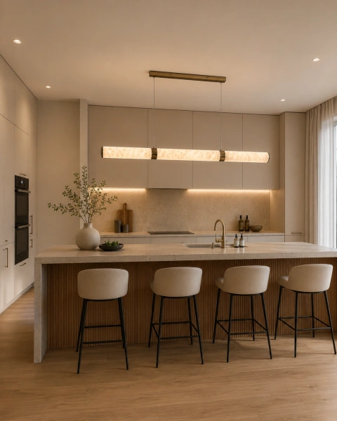 Pendant lamp Aragon Linear Alabaster Spanish Marble L180 LED 40W CCT Dim BRS with remote