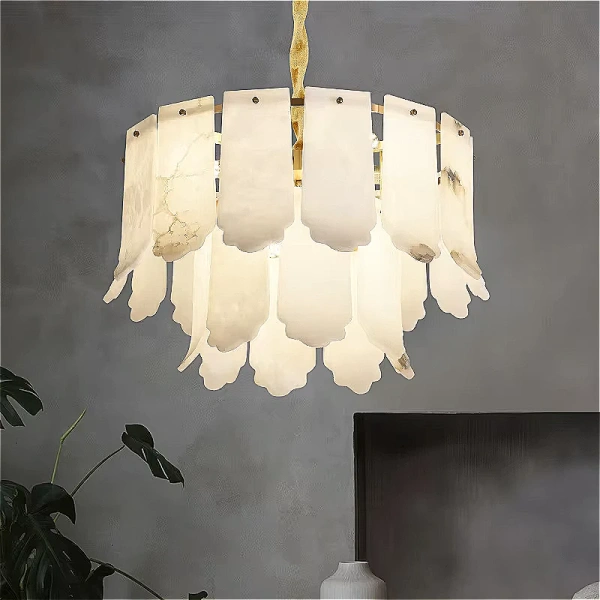 Pendant lamp Farlete S16 Alabaster Spanish Marble D80 BRS