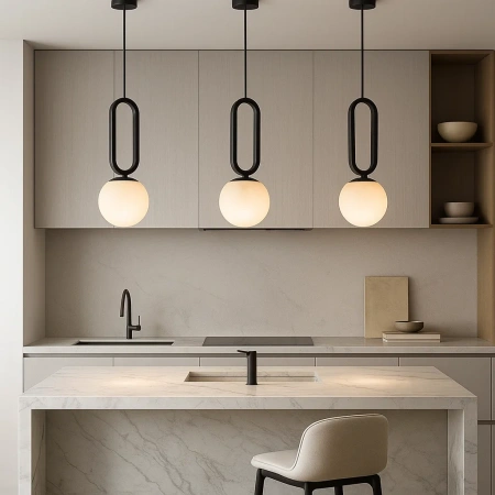 Pendant lamp Mores D15 Alabaster Spanish Marble G9 BLK