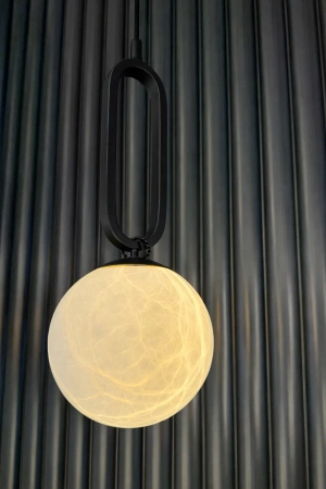Pendant lamp Mores D15 Alabaster Spanish Marble G9 BLK