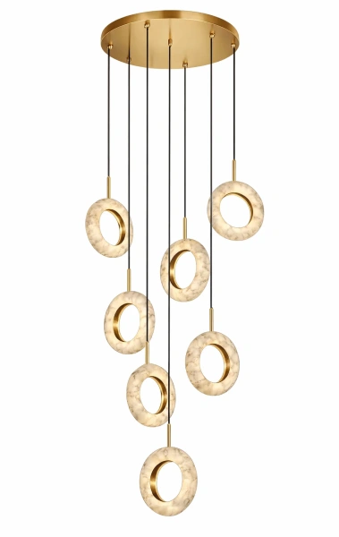 Pendant lamp Carinena P7 Alabaster Spanish Marble LED 56W CCT Dim BRS