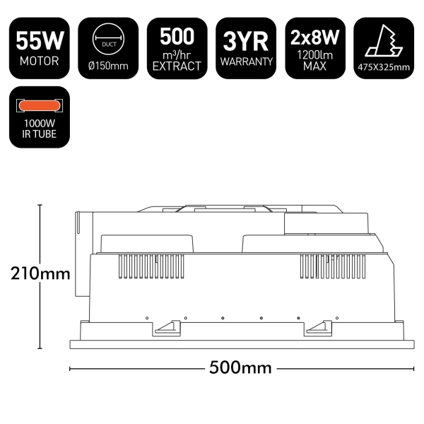 Exhaust fan White Marvel 55W 3-in-1 Bathroom Mate